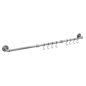 houseaid 48 inch industrial pipe towel bar, farmhouse iron hand towel holder, vintage style towel rod for bathroom, wall mounted, antique silver (hook included)