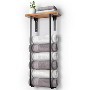towel racks for bathroom wall mounted, g.a homefavor towel holder, metal towel rack with wooden shelf for small bathroom organizer decor or rv camper