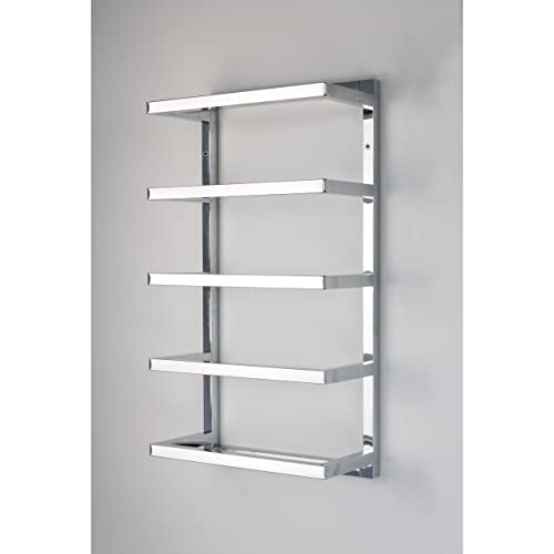 House & Homestyle Holder, Wall Mountable 5 Tier Hanging Towel Storage Rail/Rack for Bathroom, En Suite or Toilet, H 57cm x W 31cm x D 15cm, Chrome Silver