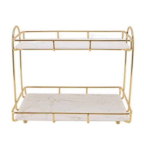 YWBL-WH 2 Tier Cosmetic Storage Shelf Bathroom Countertop Organizer Makeup Organizer Shelf Vanity Organizer Rack