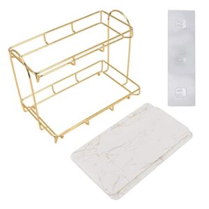 YWBL-WH 2 Tier Cosmetic Storage Shelf Bathroom Countertop Organizer Makeup Organizer Shelf Vanity Organizer Rack