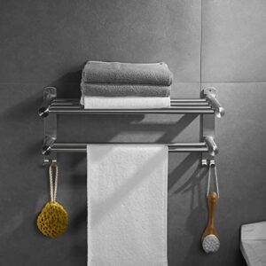 Leekayer Bathroom Towel Rack Double Layer, Brushed Nickel 40cm Stainless Steel Bathroom Towel Rack Wall Screw Installation 15.74 inches