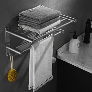 Leekayer Bathroom Towel Rack Double Layer, Brushed Nickel 40cm Stainless Steel Bathroom Towel Rack Wall Screw Installation 15.74 inches