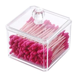 Smalibal 1 Set Cotton Ball Holder, Transparent Cotton Swab Holder with Lid, Plastic Qtip Holder, Qtip Dispenser, Cotton Swab Dispenser, Swab Pad Dispenser for Bathroom, Dressing Room A