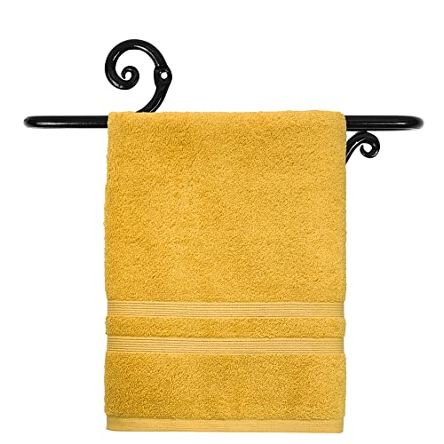 Bosky Towel Bar for Bathroom Kitchen Dish Cloth Hanger Hand Towel Holder Wall Mounted ~ Wrought Iron Decorative Vintage Rack Rust-Proof ~11" [Black]