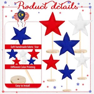5 Set Star Patriotic Wood Stand Patriotic Tiered Tray Decor Fabric Star 4th of July Wood Signs Independence Day Signs American Star Decor for Independence Day Decor (Stylish Style)