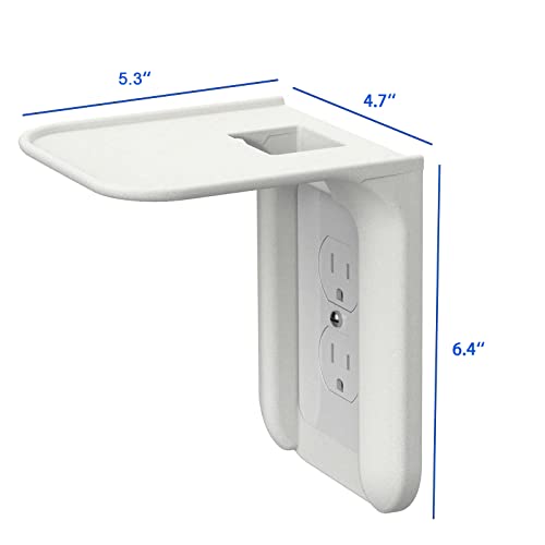 Outlet Shelf Wall Holder, Standard Vertical Duplex Decorative Outlet Space Saving for Smart Home Speakers Anything up to 7 lbs , Space Saving Design, Storage Management Solution, , 2 Pack, White