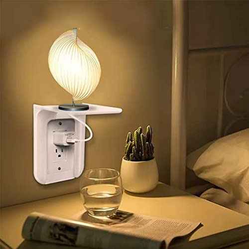 Outlet Shelf Wall Holder, Standard Vertical Duplex Decorative Outlet Space Saving for Smart Home Speakers Anything up to 7 lbs , Space Saving Design, Storage Management Solution, , 2 Pack, White