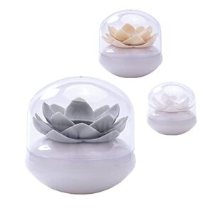 chemlliy 3 pack cotton swab organizer lotus flower designed cotton bud holder q-tips toothpicks storage box holder