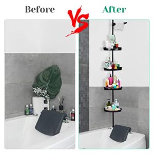 Rustproof Shower Caddy Corner for Bathroom, 4-Tier Adjustable Shelves with Tension Pole, Shower Organizer for Bathroom Accessories, up to 123 Inch, Black