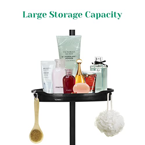 Rustproof Shower Caddy Corner for Bathroom, 4-Tier Adjustable Shelves with Tension Pole, Shower Organizer for Bathroom Accessories, up to 123 Inch, Black