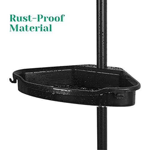 Rustproof Shower Caddy Corner for Bathroom, 4-Tier Adjustable Shelves with Tension Pole, Shower Organizer for Bathroom Accessories, up to 123 Inch, Black