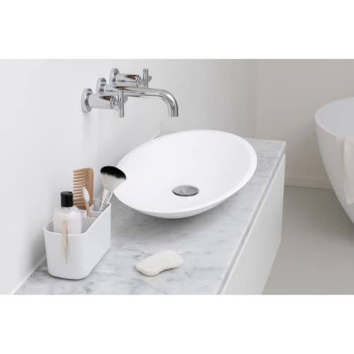 Brabantia Renew Bathroom Caddy (White) - Compartments for Toothbrushes, Toothpaste, Soap etc - Nonslip Base and Drainage Holes