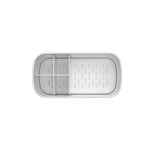 Brabantia Renew Bathroom Caddy (White) - Compartments for Toothbrushes, Toothpaste, Soap etc - Nonslip Base and Drainage Holes