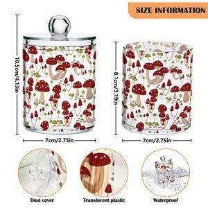 ALAZA Mushroom Red Cartoon 2 Pack Qtip Holder Dispenser w/ Lid 14 Oz Plastic Apothecary Jar Containers Bathroom for Cotton Swab, Ball, Pads, Floss, Vanity Makeup Organizer (g286950493p746c790s1724)