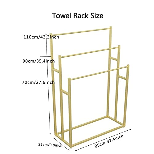 MOLIH Large Size Standing Towel Rack for Bathroom, Organizer Storage Blanket Floor Rack Pool Outdoor 3 Tier Metal Towel Holder Drying Rack