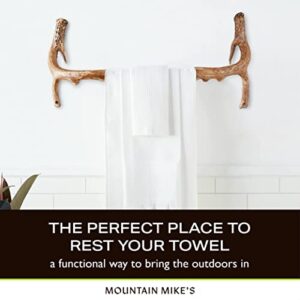 Mountain Mikes - Antler Bath Towel Rack - Decor Inspired by The Great Outdoors - Durable Replicated Deer Antlers - Easy Assembly - 16” to 24” Wide