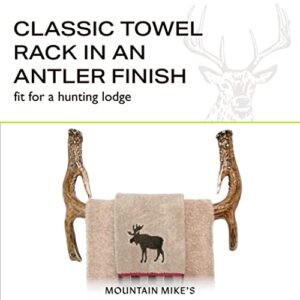 Mountain Mikes - Antler Bath Towel Rack - Decor Inspired by The Great Outdoors - Durable Replicated Deer Antlers - Easy Assembly - 16” to 24” Wide