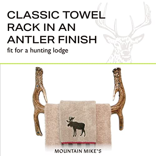 Mountain Mikes - Antler Bath Towel Rack - Decor Inspired by The Great Outdoors - Durable Replicated Deer Antlers - Easy Assembly - 16” to 24” Wide