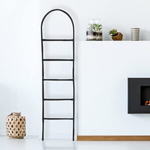 Creative Co-Op Decorative Bamboo Modern Towel Storage, Matte Black Finish Blanket Ladder