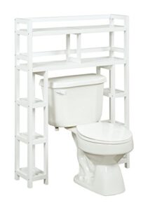 new ridge home goods home solid wood 2-tier space saver with side storage for bathroom, white