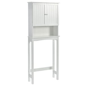 mengk over-the-toilet bathroom cabinet with shelf and two doors space-saving storage, easy to assemble, white