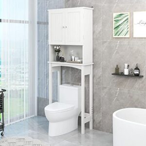 MENGK Over-The-Toilet Bathroom Cabinet with Shelf and Two Doors Space-Saving Storage, Easy to Assemble, White