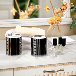 Oyihfvs Seamless Zebra Diamonds Black White Vertical Stripes 2 Packs Clear Plastic Jar with Lid, Airtight Food Translucent Jars, Makeup, Food Storage Containers for Kitchen Cookie, Tea