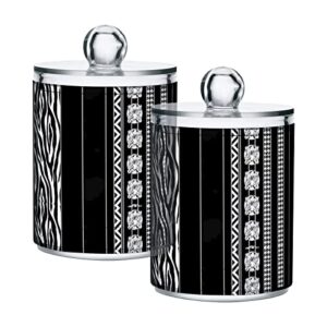 oyihfvs seamless zebra diamonds black white vertical stripes 2 packs clear plastic jar with lid, airtight food translucent jars, makeup, food storage containers for kitchen cookie, tea