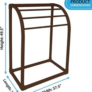 Pool Bins 5 Bar Outdoor Towel Rack - Free Standing Poolside Storage Organizer - Also Stores Floats, Paddles and Noodles, (23" L x 37.5" W x 49.5 H), Brown