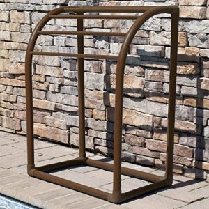 Pool Bins 5 Bar Outdoor Towel Rack - Free Standing Poolside Storage Organizer - Also Stores Floats, Paddles and Noodles, (23" L x 37.5" W x 49.5 H), Brown