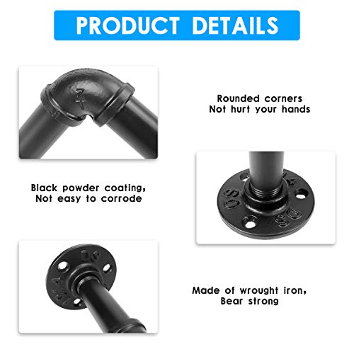 Qualward Industrial Towel Bar Rack Holder, Wall Mounted Pipe Metal Garden Hose Holder for Outside Heavy Duty,Ideal for Hydraulic Hose, Ropes