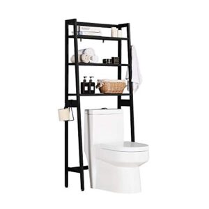 mallboo toilet storage rack, 3 -tier over-the-toilet bathroom spacesaver - 100% wood and easy to assemble