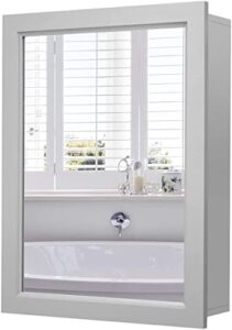 futada bathroom medicine cabinet with mirror, wall-mounted storage organizer, adjustable shelf & single door, modern mirror cabinet for living room, bedroom, hallway (grey)