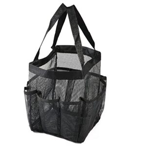 kinbom 1pc hanging toiletry bag mesh pockets, portable shower tote bag mesh shower caddy tote for bathroom toiletry essentials (black)