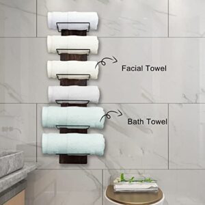 Rustic Towel Racks for Bathroom Wall Mounted, Wood and Metal Towel Holder, 6 Tier Shelf Holder for Shower & Hand Towels of Bathroom