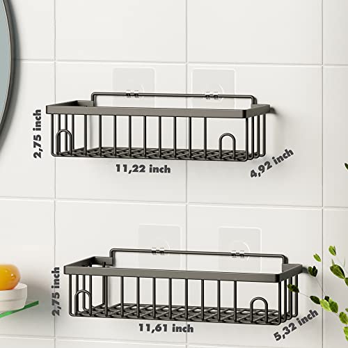 TEKNOTEL 2 PCS Shower Caddy 4 PCS Adhesive Sticker Replacement Hook, for Shower Caddy Bathroom Rack Shelf Soap Dish Basket Wall Hanging Hook with Strong Sticky Organizer (41 Matte Black)
