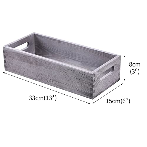 Wood Decorative Tray, LOVSTORAGE Bathroom Toilet Tank Tray Jewelry Tray Storage Organizer Makeup Tray Countertop Organizer Pine Wood Grey