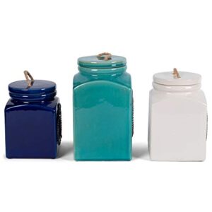 Drew Derose Square Ocean Blue Nautical Anchor 8 x 6.5 Ceramic Decorative Tabletop Canister Set 3