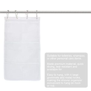 Hanging Mesh Bath Quick Dry Hanging Caddy Bath Organizer Hang on Shower Curtain Mesh Shower Caddy Space Saver(Clip Hook)