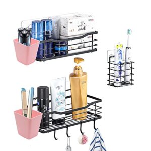 shower caddy, 5-pack shower shelf, shower organizer with 4 hooks adhesive shower organizer no drilling large capacity rustproof stainless steel bathroom organizer shower shelf for inside shower