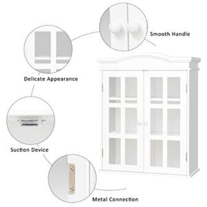 Tangkula Wall Mounted Storage Cabinet, Collection Storage Cupboard, with Adjustable Shelf, Two Elegant and Delicate Acrylic Doors, Ideal for Kitchen, Dining Room and Living Room