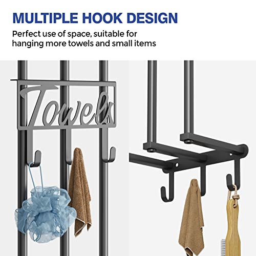 Wall Towel Rack for Rolled Towels, Boiarc Towel Racks for Bathroom Wall Mounted, 3 Bar Towel Holder for Bathroom Wall, Metal Bath Black Towel Rack for Folded Large Towel Washcloths