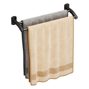 16" towel holder for bathroom wall mounted, matte black towel rack, double towel bar
