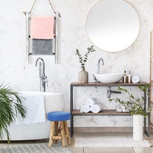 2 Pcs Hand Towel Ladder 3 Tier Wall Hanging Towel Ladder Wooden Farmhouse Towel Stand Mini Tea Towel Ladder Rustic Hand Towel Storage Rack with Top Rope for Whitewashed Towel Ladder