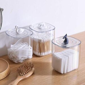 UPSTORE 1PK Transparent Acrylic Round Make up Container with Whales Lid Swabs Holder Apothecary Jars Bathroom Jar Plastic Clear Double Compartment Organizer Rounds Organizer Storage Display