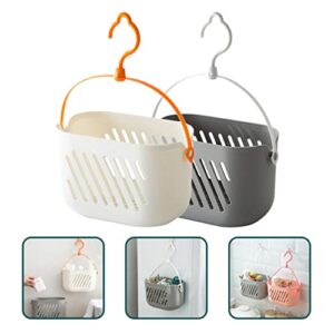 Kichvoe Shower Caddy Hanging 2Pcs Plastic Hanging Storage Basket Hanging Shower Caddy Kitchen Ginger Garlic Vegetable Organizer Basket with Hook for Bathroom Kitchen Bath Toy Storage