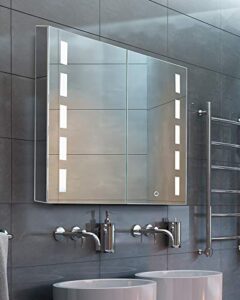 bathroom medicine cabinet, aluminum, recessed/surface mount, 30" x 30", 2 door, mirrored w/led