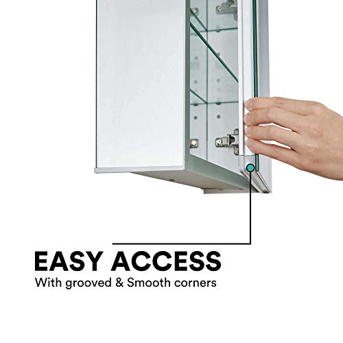 Bathroom Medicine Cabinet, Aluminum, Recessed/Surface Mount, 30" x 30", 2 Door, Mirrored w/LED