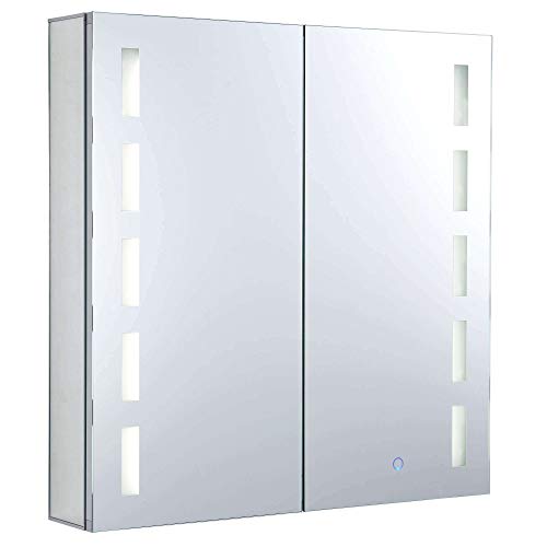 Bathroom Medicine Cabinet, Aluminum, Recessed/Surface Mount, 30" x 30", 2 Door, Mirrored w/LED